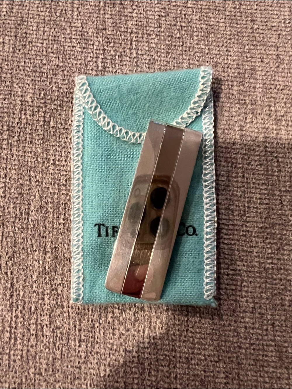 Tiffany & Co. Silver Tone Money Clip in Blue Pouch